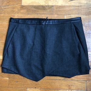 Zara Grey Tweed & Faux Leather Mini Skirt - Sz L